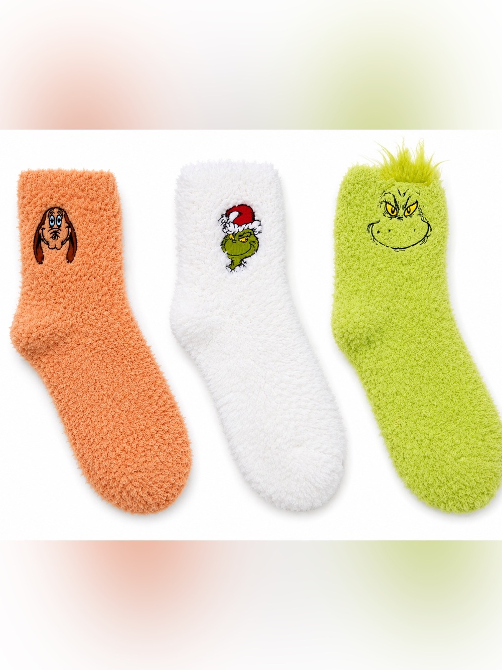Dr. Seuss The Grinch & Max Fuzzy Cozy Socks – 3 Pair Christmas Bundle